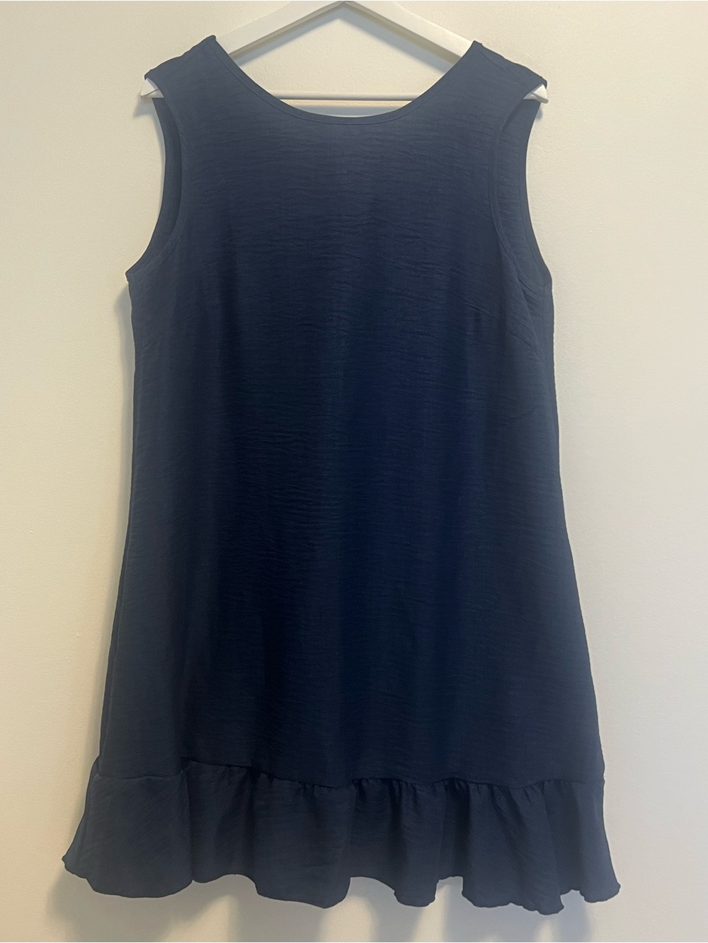 Navy Sleeveless Ruffle Hem Mini | Casual Tank Sundress | Swing Dress | Retro
